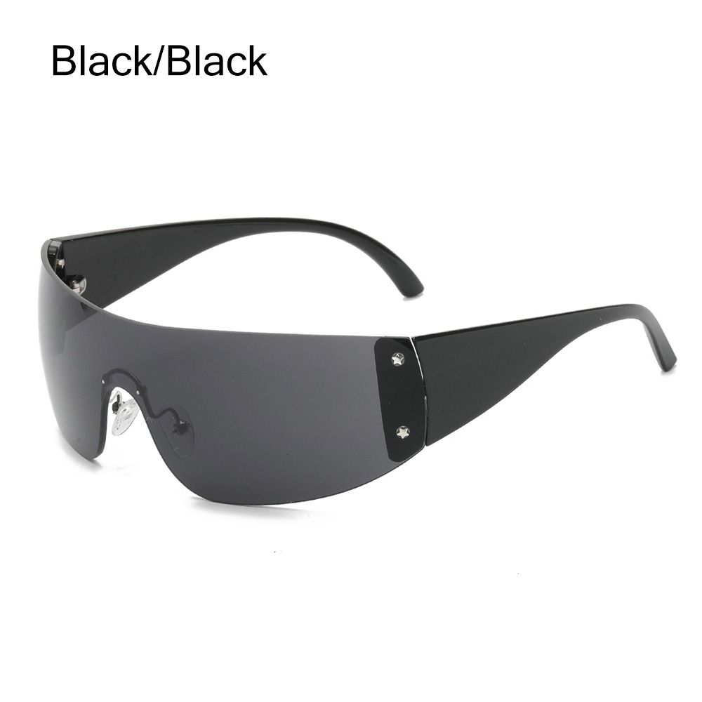 1pc Women Men Punk Y2K Sunglasses Trendy Rimless Star One Piece Goggles Oversized Wrap Around Shades 2000's Eyewear UV400