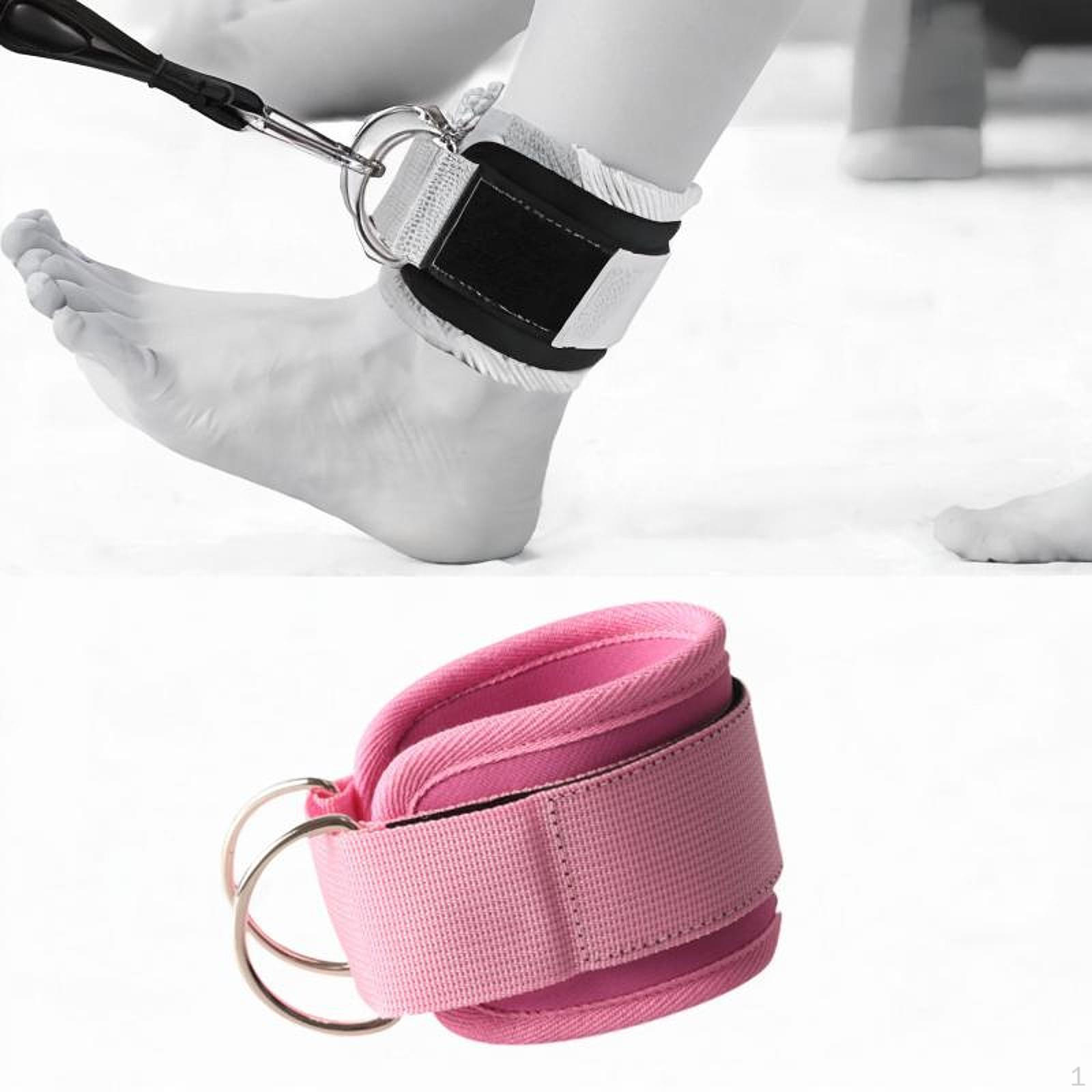 

1 ремень на лодыжку для тросовых тренажеров, манжеты, удобные D-образные ремни для ног, неопреновые, с подкладкой для женщин и мужчин розовый