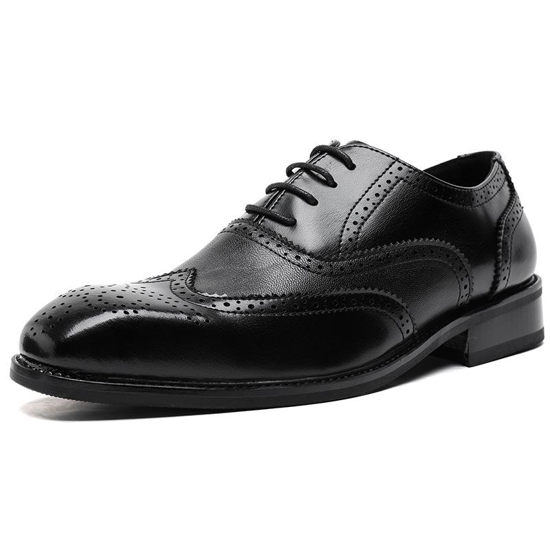 Men s Cross-Season Brogue Leather Lace-up Shoes: Pointed Toe, Formal  Casual Loafers, Large Sizes 38