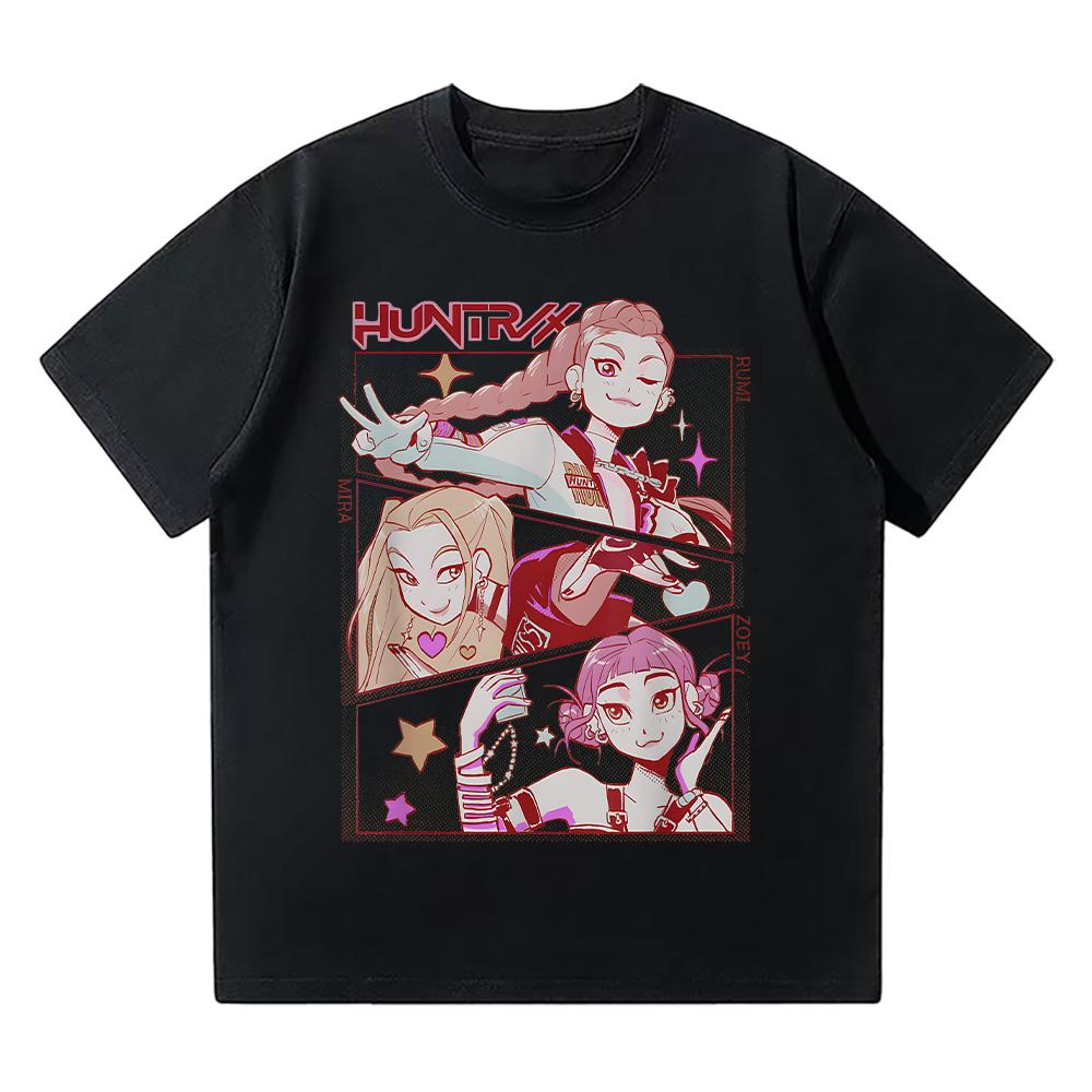 Kpop Demon Hunters Anime T-Shirts Women Men Adorable Crewneck Pure Cotton High Quality T Shirt Short Sleeve Tees Summer Clothing