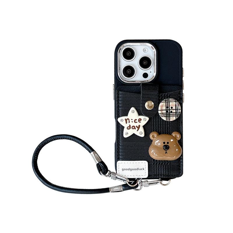 Applicable To Iphone17Air Change Bag, Card Bag, Mobile Phone Case, Portable Rope, Apple 16 Buttons 15Pro Bear Stars.