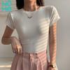 NOMe Women's Structured Shoulder Ribbed Short Sleeve T-shirt