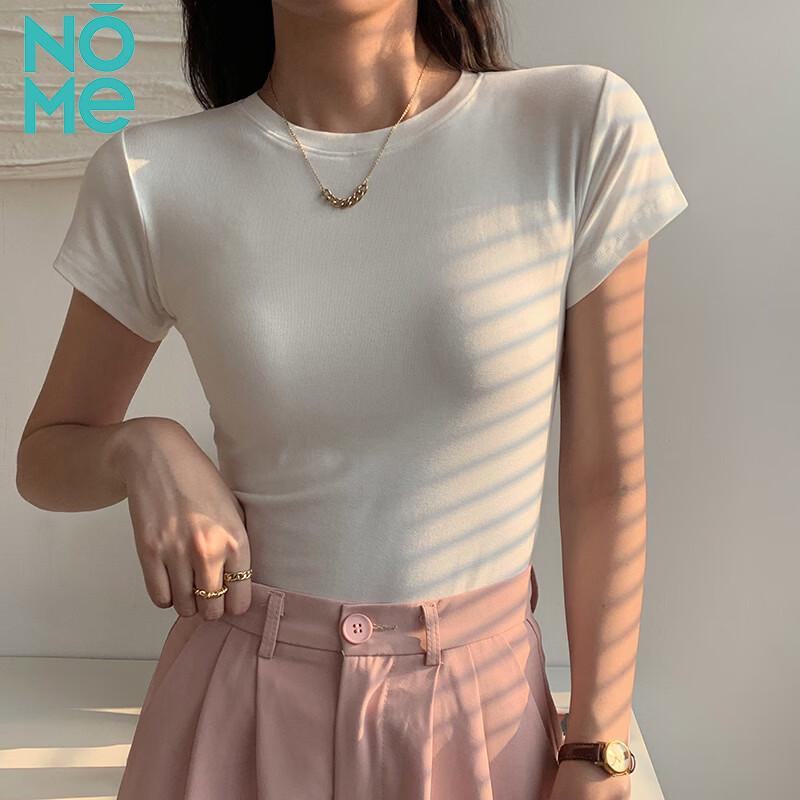 NOMe Women s Structured Shoulder Ribbed Short Sleeve T-shirt S
