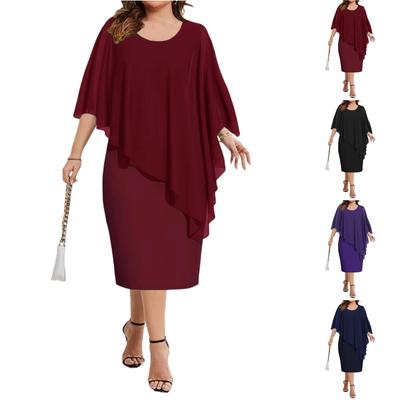 Women's Casual Loose Sleeveless Chiffon Wrap Bodycon Plus Size Dress