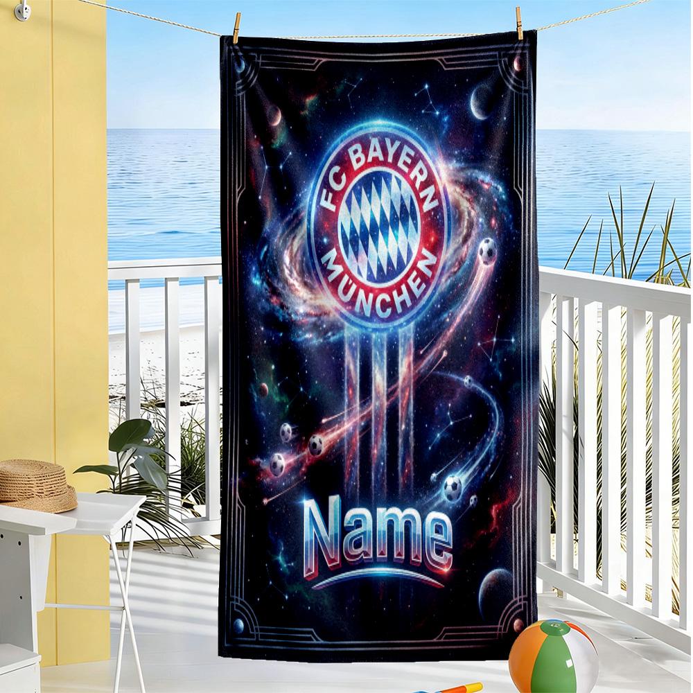 Bayern Munich Cosmic Jersey Customize Your Name Beach Towel Soft Durable Quick-Dry