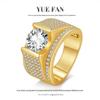 European & American Luxury 3-Carat Moissanite Men's Wide Band Ring - High-Grade Shiny Business Style.