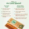 Nat Habit Kacchi Neem Wooden Shampoo Comb, Wide Tooth Hair Detangler For Long And Thick Hair, Herb Soaked And Oil Infused