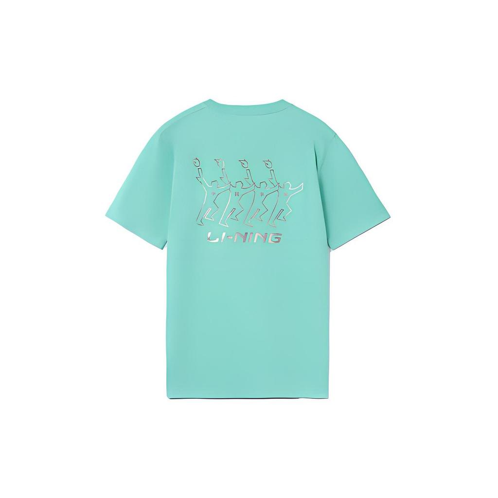 Li Ning T Shirts Men's Green Crew Neck Moderate Straight Fit AHSR851-4