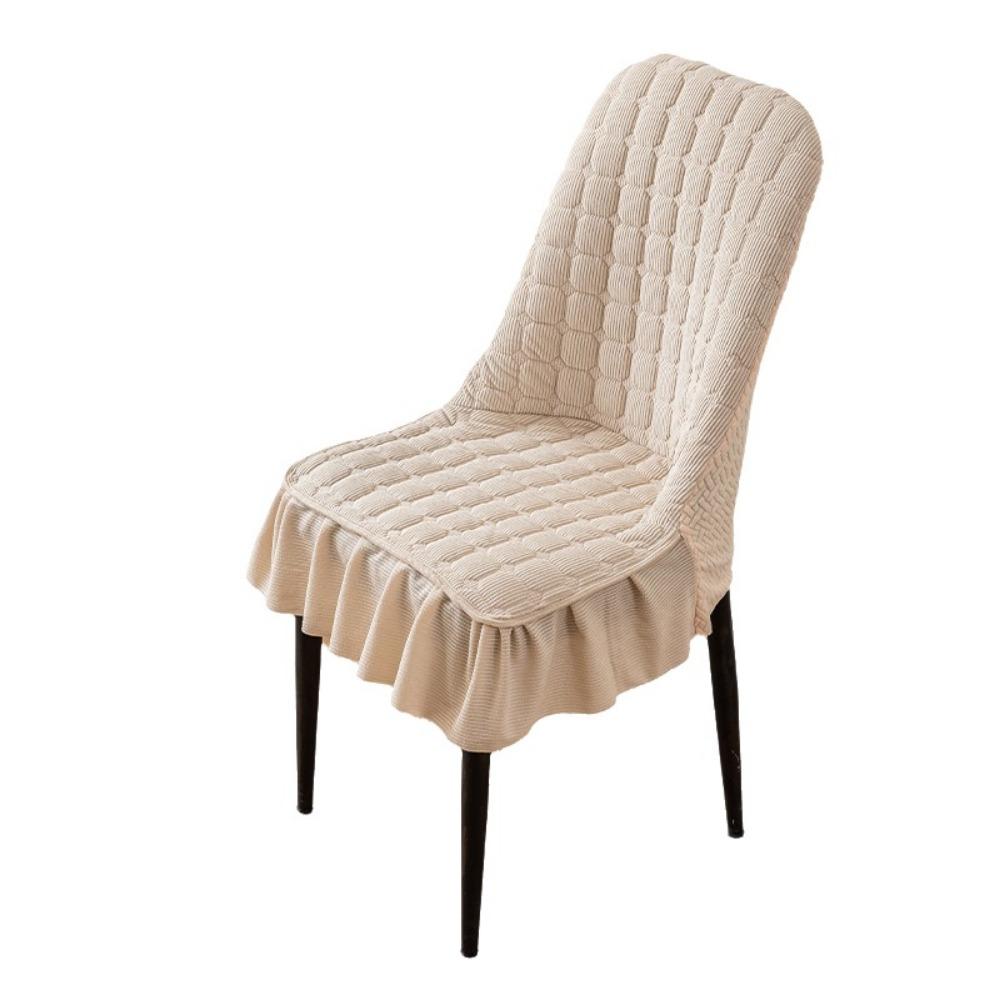 Solid Color Ruffle Skirt Chair Slipcovers Thickened Stretch Chair Covers Hotel