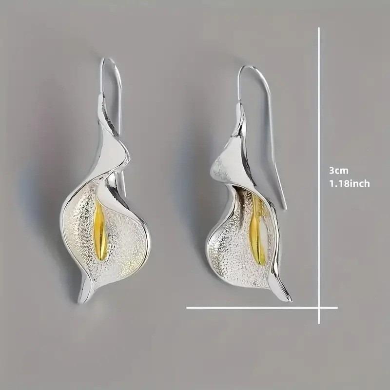 Exquisite Blooming Flower Hook Earrings Simple Accessories Gold Silver Color Plant Dangle Earrings for Women Jewelry