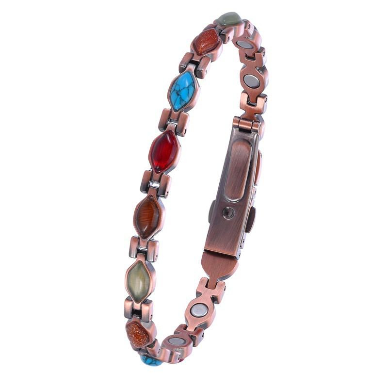 Geometric Heart Shape Copper Bracelet Women Men Adjustable Magnetic Jewelry Gift