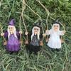 Ghost and Witch Pendant Set: Black-Clad Ghost Swing, White-Clad Ghost with Cat, Purple-Clad Witch for Courtyard & Garden Decor