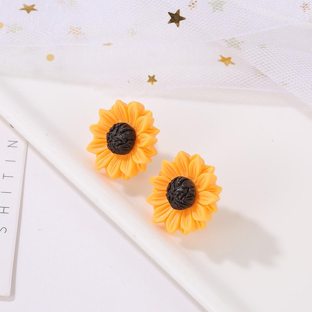 2pcs/set Women Fashion Sunflower Design Necklace Earring Jewelry set