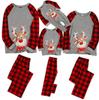 European-American Christmas Deer Print Pajamas - Family Matching Plaid Round Neck Set