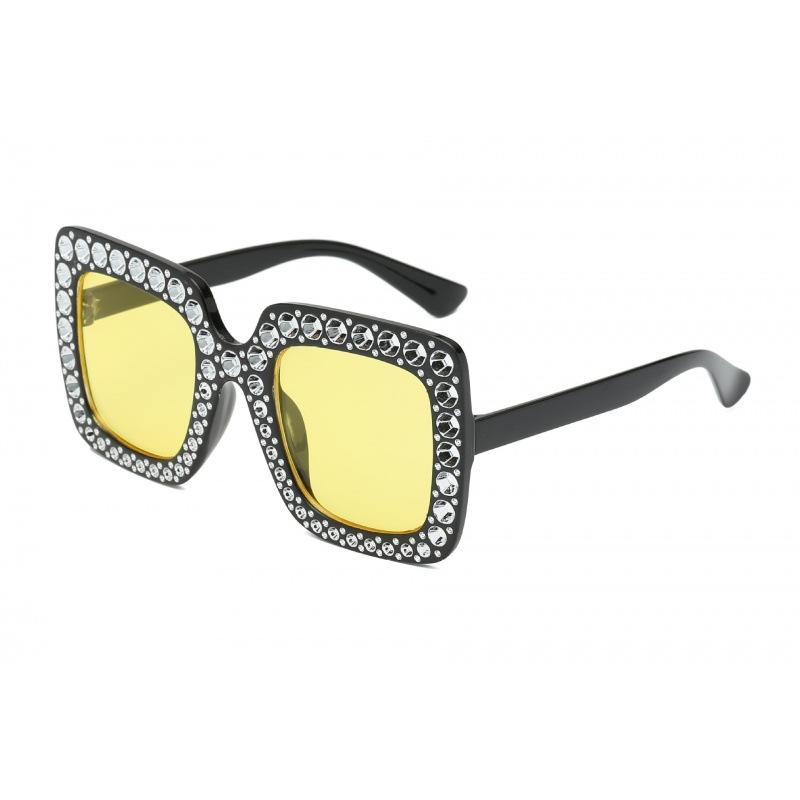 Starry Sky Sunglasses With Diamond Accents, Large Frame Glasses, Square Sunglasses, Street Style Trendy Personalized Sunglasses For Women