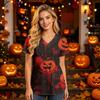 Women's V Neck Short Sleeve Work Top with Pockets Halloween Print Medical Uniform for Caregivers and Healthcare Professionals