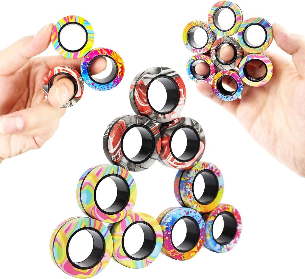 3pcs Finger Magnetic Rings Vibrant Fidget Plaything Set Adult Magnets Spinner for Relieve Stress Anxiety Relief Therapy