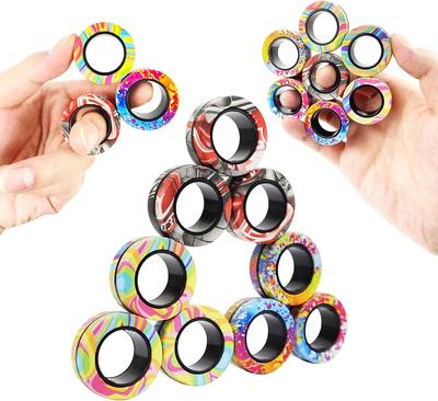 3pcs Finger Magnetic Rings Vibrant Fidget Plaything Set Adult Magnets Spinner for Relieve Stress Anxiety Relief Therapy