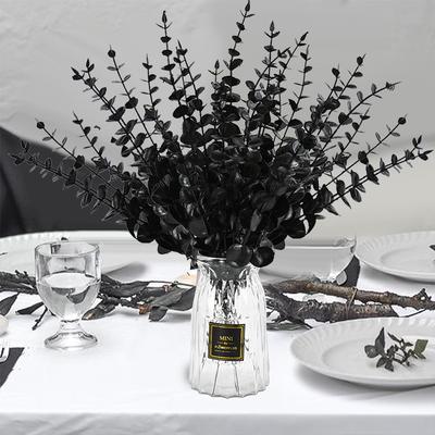 10/20Pcs Black Artificial Eucalyptus Branches Simulation Flower Stems Halloween Thanksgiving Ornaments DIY Home Table Decoration