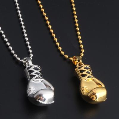 Punk stil rostfritt stål guld färg silver fitness boxningshandske nävar hängande halsband