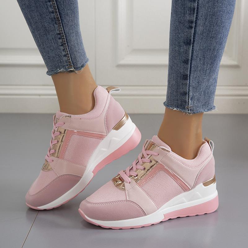 Sports and leisure shoes women's summer new round head wedge shoes large size cross-strap sports shoes