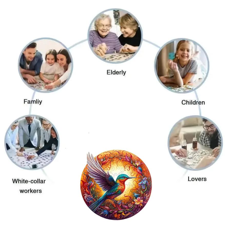 Wooden Animal Puzzle Unique and Mysterious Circular Bird Puzzle for Adults or Children Holiday Gift Interactive Game Wooden Toys