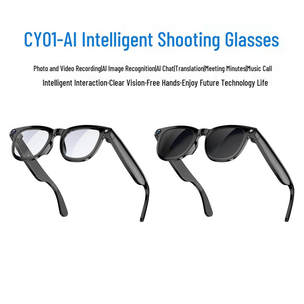 AI Smart Glasses with 800W Camera, Anti-shake, Photo Translation, Call Recording, Voice Assistant - Model CY01-01