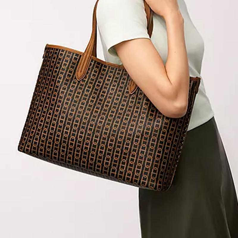 New FOSSIL PVC Tote Bag, Shopping Bag, Handbag, Shoulder Bag Regular Women's Brown ZB1867914