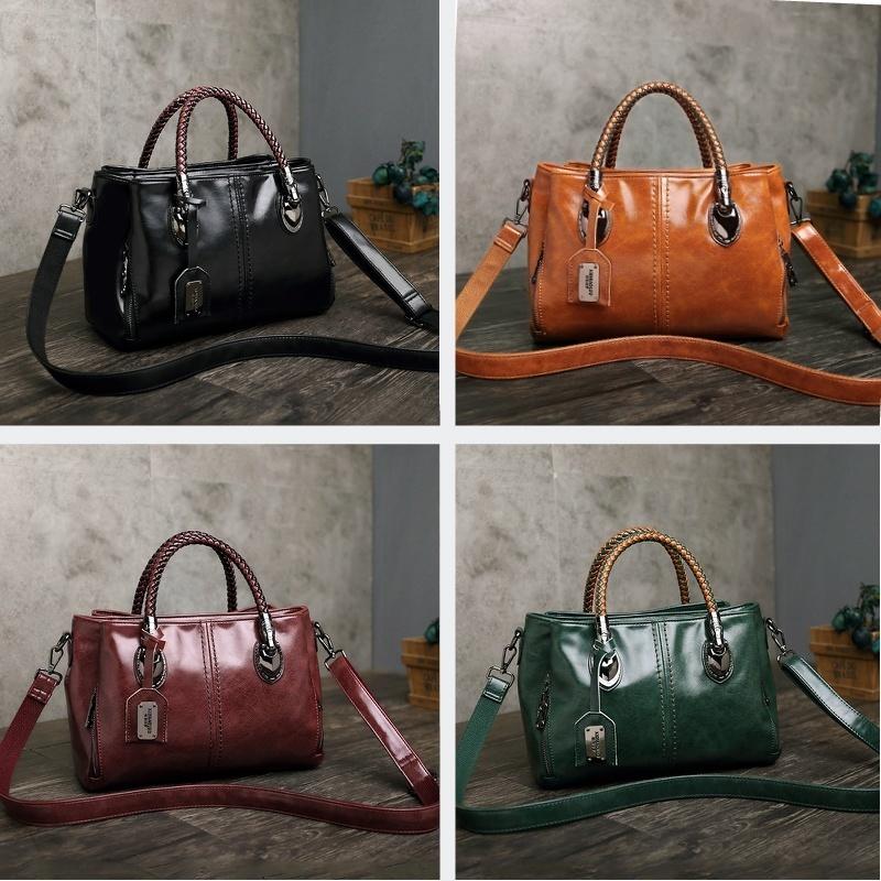 Bolso tejido a mano con asa superior, bolsos de cuero de gran capacidad, bolsos de hombro tipo bandolera con patrón de piedra para mujer