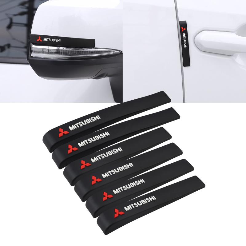 6 st Gummi Bil Anti-Kollisionslist Skydd Dekaler för Mitsubishi Lancer Mirage ASX Pajero Ralliart Attrage Xpander Mirage Pajero