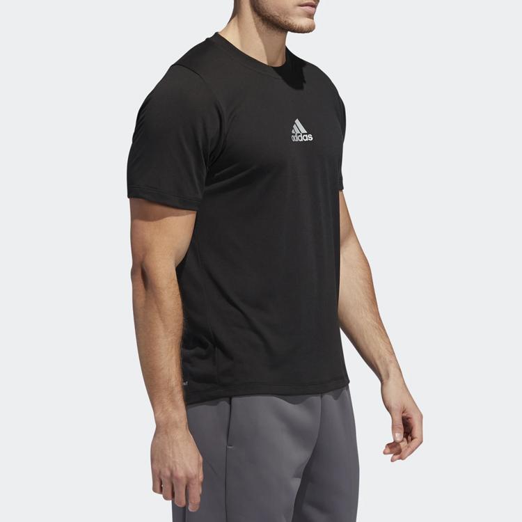 Adidas T Shirts Men's Black Crew Neck Moderate Straight Fit ED8320