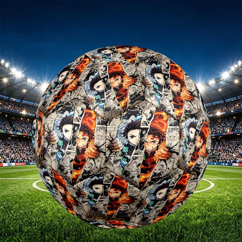 Demon Slayer Print Size 5 Soccer Ball, PU Wear Resistant Football for Match Training and Daily Practice, Birthday Gift for Soccer Fans
