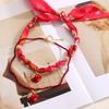 European and American Copper Inlaid Zirconia Apple Print Christmas Necklace for Girls