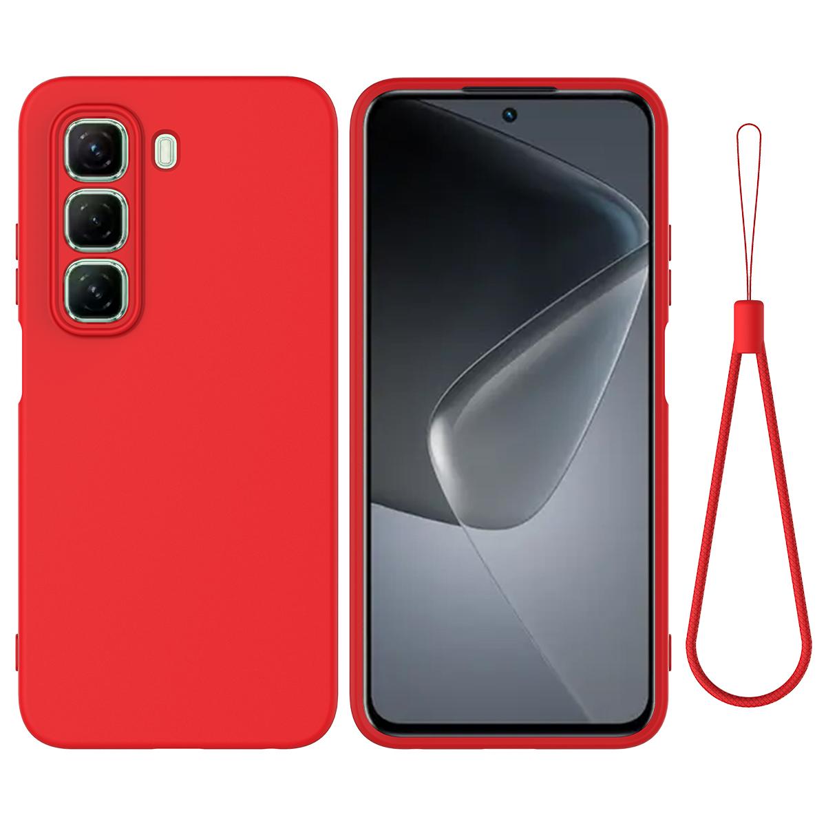 

For Infinix Hot 50 Pro 4G Case Liquid Silicone Anti-Scratch Phone Cover with Hand Strap D