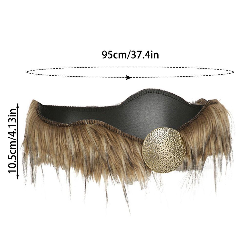Fluffy Plush Waist Chain PU Leather Hiphop Jeans Belt New Waistband  Jeans Pants Decor