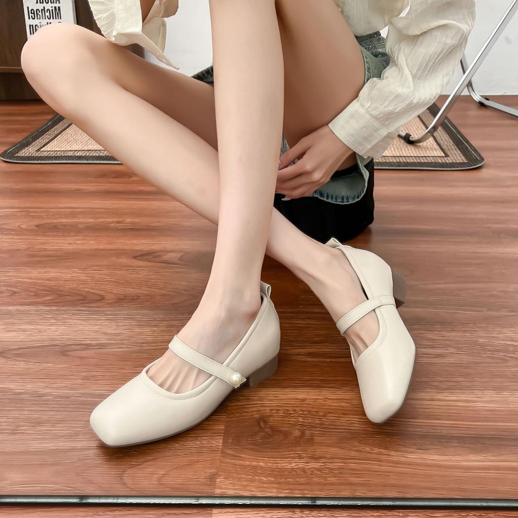 Temperament thick heel Mary Jane inner height increase small versatile comfortable women's shoes advanced sense not tired feet spring and summer singl