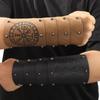 Medieval Wristband Men Cosplay Totems Embossed Bracer Gauntlet for Men Cosplay Leather Wristband for Photoshoots and Stage
