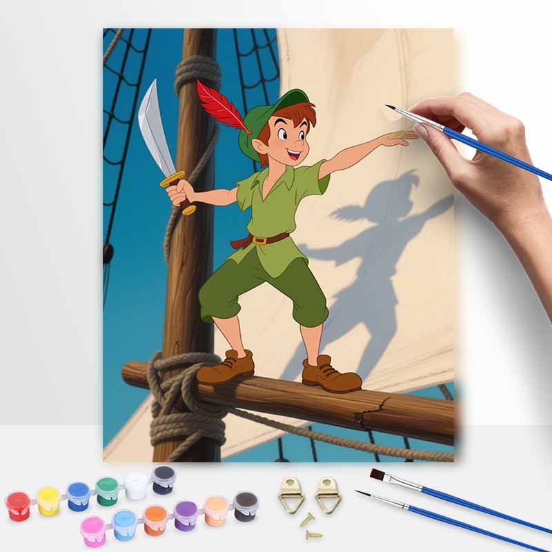 Disney Peter Pan handmade diy oil painting digital painting kit home living room entrance decoration hanging painting 20x30cm