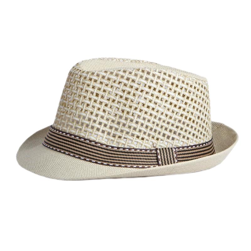 2025 New Korean Trendy Sun Hats British Top Hat Women's Men's Grometric Straw Hat Belt Jazz Hats Couple Beach Hat Fedoras Cap