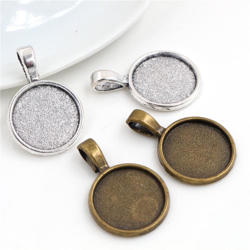 10/15 Stück 14mm 16mm 18mm Innenmaß Antik Bronze Silberbeschichtet Einfacher Stil Cabochon-Basis Cameo-Fassung Anhänger