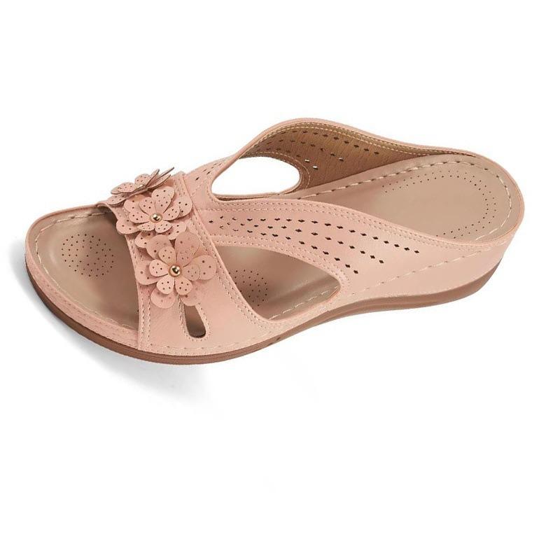 Women's Flowers Decor Slide Sandals, Casual Open Toe Arch Support Shoes, Comfortable Summer Outside Slides