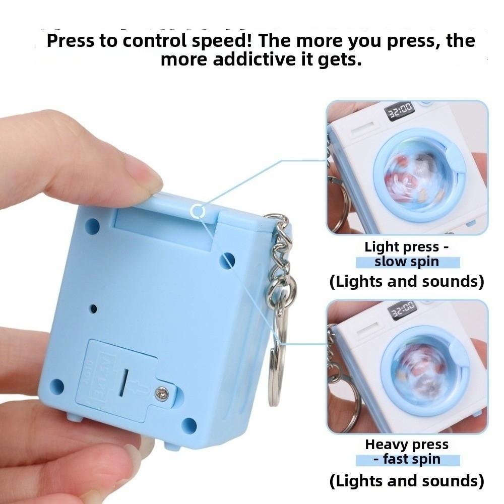 Sound Washing Machine Keychain Funny LED Light Up Keyring Cute Cartoon Bag Pendant Schoolbag