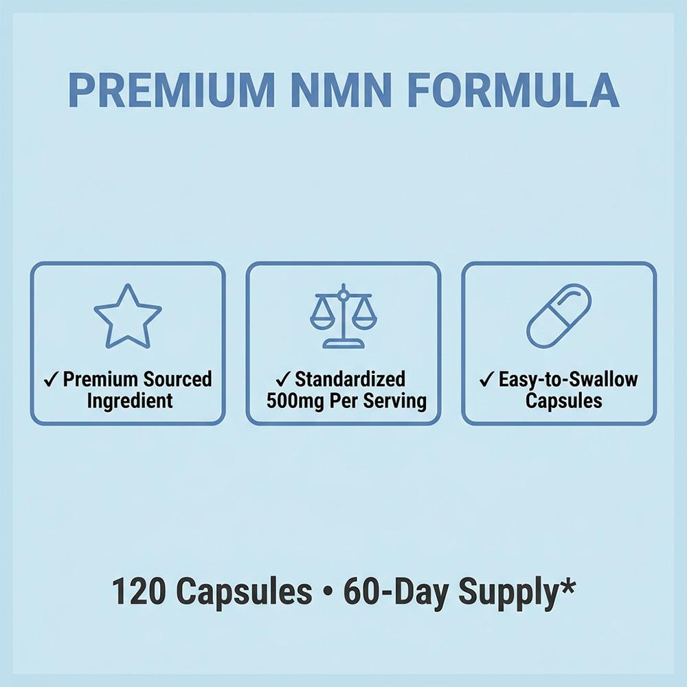 Nicotinamid-Mononukleotid 500 mg Nahrungsergänzungsmittel, 120 Weichkapseln pro Flasche