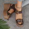 Women Summer Platform Sandals Wedge Heel Open Toe Adjustable Buckle Strap Thick Sole Casual Outdoor Shoes