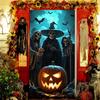 1pc 2D Flat Skull Door Banner with Pumpkin Lantern Design Suitable for Halloween Theme Parties and Anniversaries.