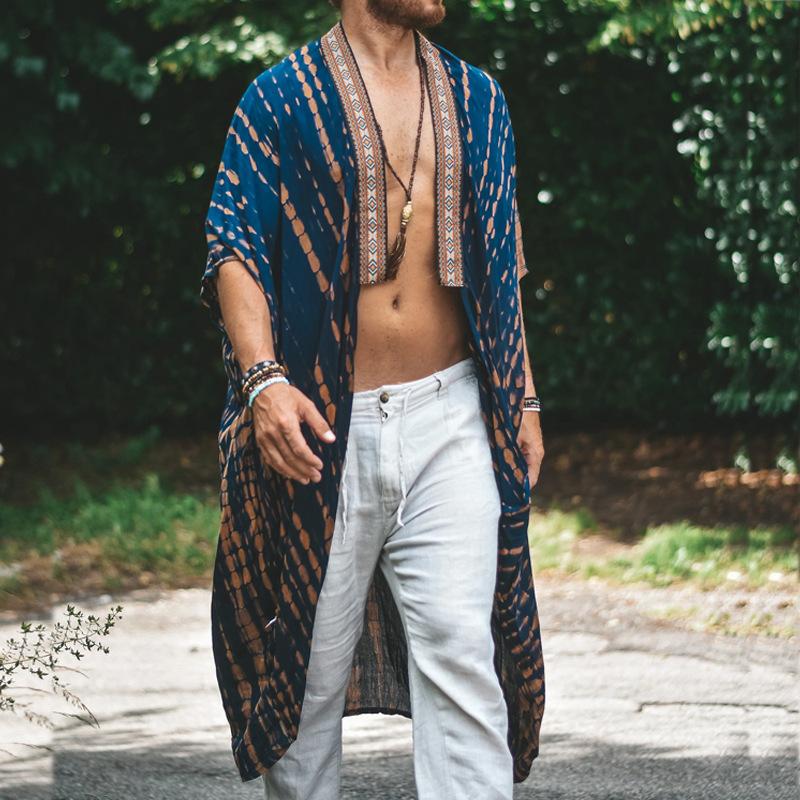 Men S Casual Printed Beach Sun Protection Loose Fit Shirt Jacket