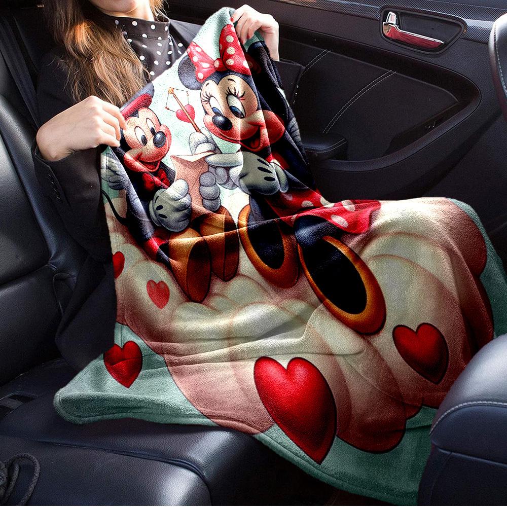 1pc Flannel Valentine's Day Couple Gift - Romantic Minnie Mouse and Minnie Mouse Love Story Bed Throw Blanket, Sofa Cover, Home