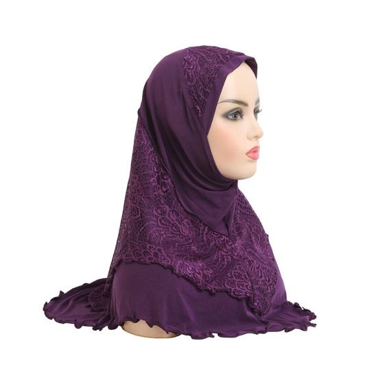 Women Lace Headscarf Hat Solid Color Breathable Turban Hat Chiffon Long Scarf Hat Stretchy Head Wrap