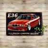 Racing Car Retro Style Metal Decorative Painting for Garage Room Decor