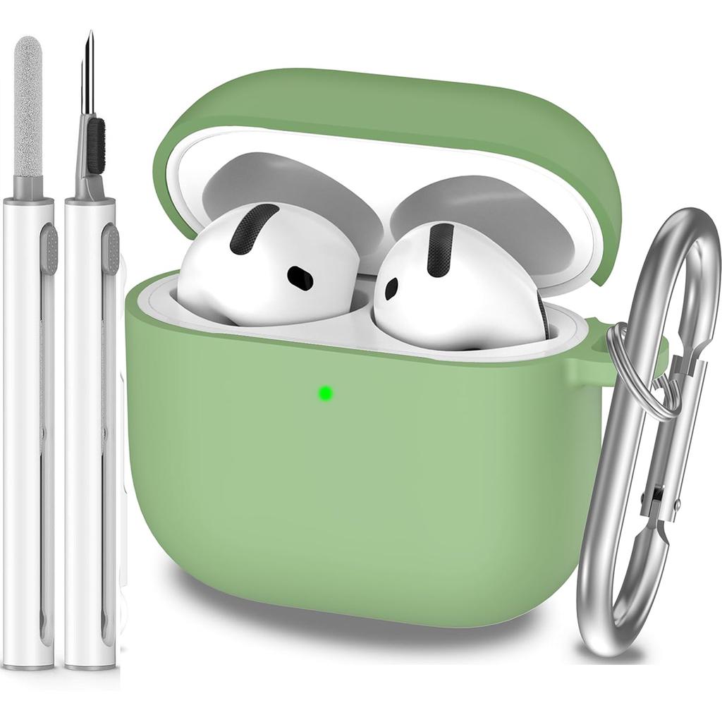 Für AirPods 4. Generation Hülle Abdeckung 2024, Militärqualität Weiches Silikon Stoßabsorbierend für AirPods 4 Hülle mit Schlüsselanhänger & Clea